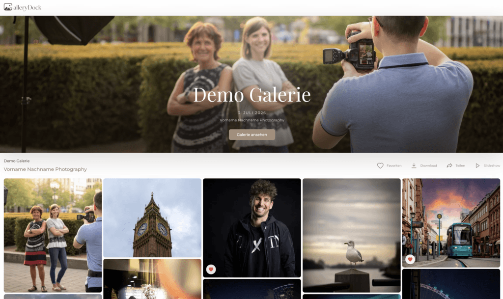 Online Fotogalerie für Fotografen GalleryDock